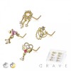 8PCS OF ASSORTED CZ DANGLE 316L SURGICAL STEEL L-SHAPE NOSE STUD BOX